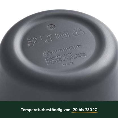 BURNHARD Pizza ball box with lid, airtight, set of 6 made of BPA-free silicone, stackable, temperature-resistant (-20 to 230 °C), ideal for proofing, freezing & baking.