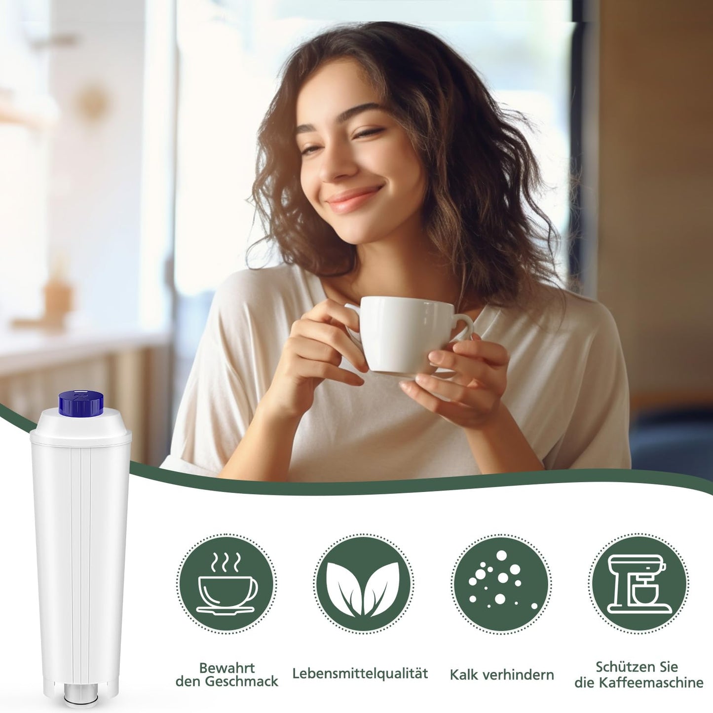 6 pieces of water filters for Delonghi, compatible with Delonghi DLSC002. Water filter cartridges suitable for Delonghi Magnifica S, ECAM, ESAM, ETAM, EPAM, Primadonna coffee machines.