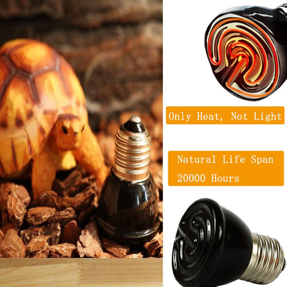 QIODAZOO Reptile Heat Lamp, 2 Pieces 60W 100W Ceramic Heat Lamps and Bulb with a Guard for Turtles, Snakes, Lizards, Frogs, Chicks, EU Plug 220-230V.