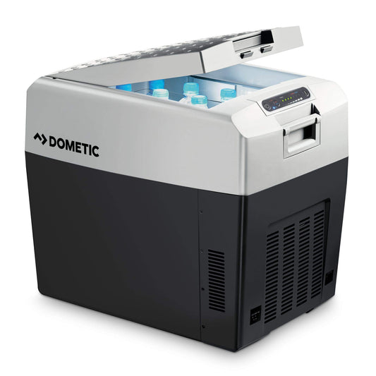 DOMETIC Tropicool TCX 35 - portable electric cooler, 33 liters, 12/24 V and 230 V for car, truck, boat, RV, and outlet, grey