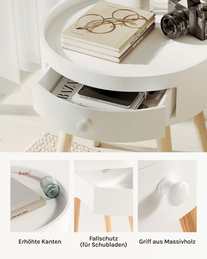 WOLTU Set of 2 Nightstands Bedside Tables Nightstands Side Table, with Drawer, with Legs, Wood, MDF, White, TS111ws-2