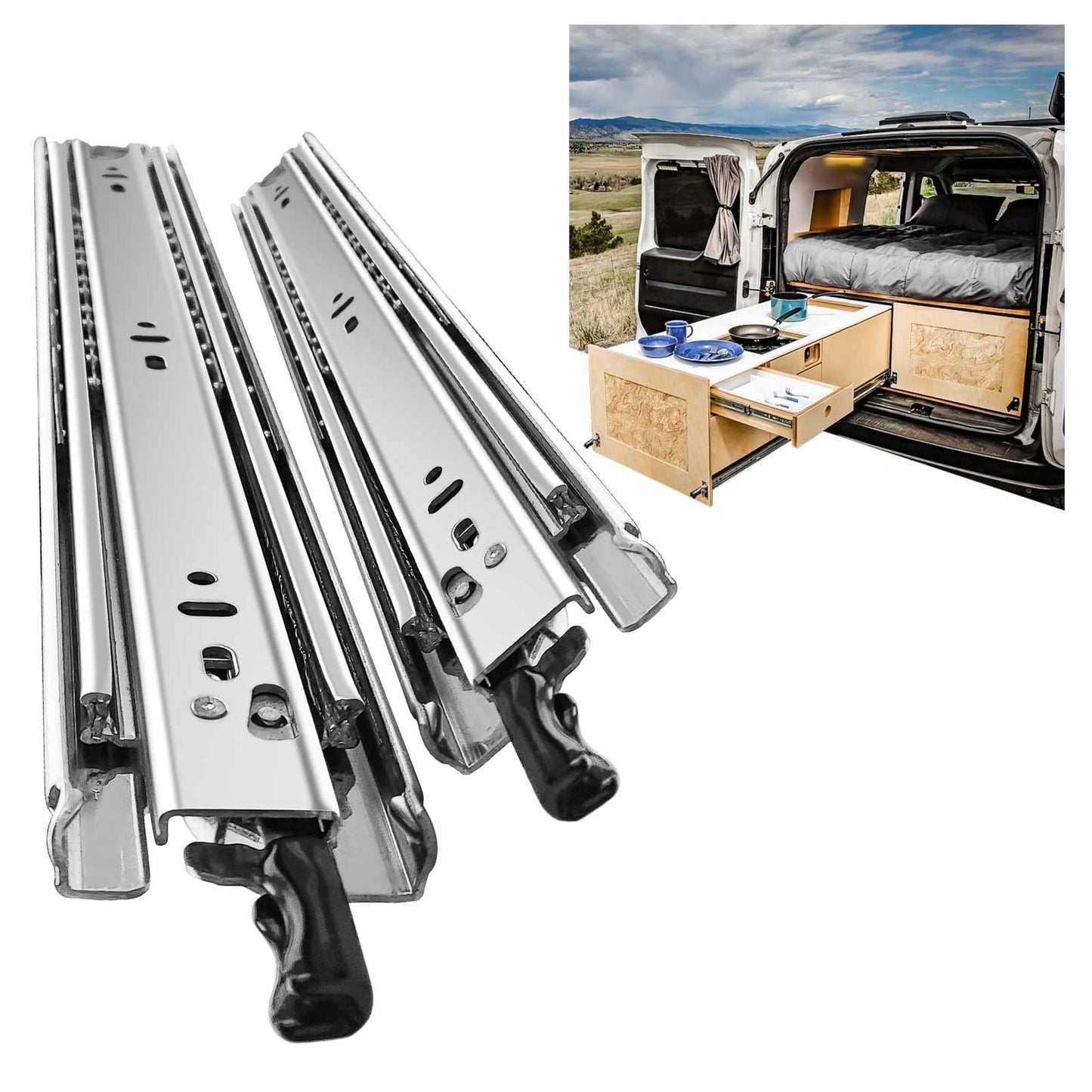 SHUHANG drawer slides heavy duty drawer slide full extension 400mm with lock drawer slides capacity ball bearing 68kg loading capacity side mounted 1 pair (2 pieces)