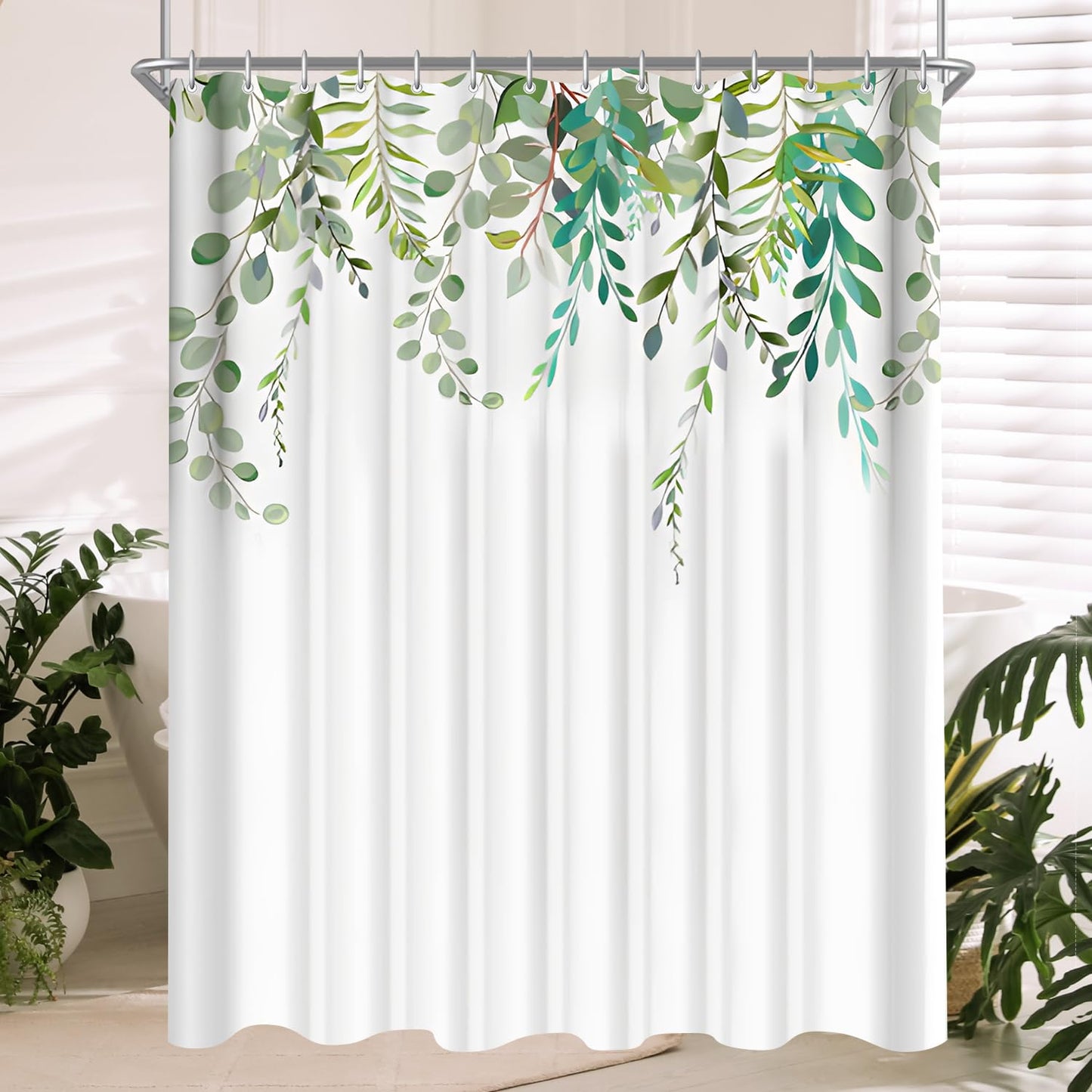 Lerores shower curtain 180x180 anti-mold textile shower curtains, leaf waterproof, weighted hem, washable, fabric shower curtain for bathroom and bathtub with 12 hooks.
