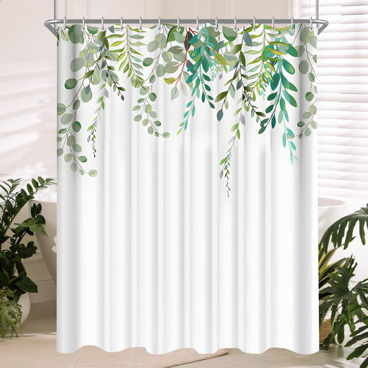Lerores shower curtain 180x180 anti-mold textile shower curtains, leaf waterproof, weighted hem, washable, fabric shower curtain for bathroom and bathtub with 12 hooks.