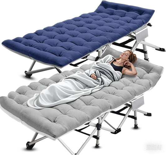 Folding cot Heavy Duty Camping Cot 362KG Capacity, Portable Travel Camping Bed made of double-layered Oxford Fabric for Indoor and Outdoor, Home, Patio, and Garden (2 pieces)