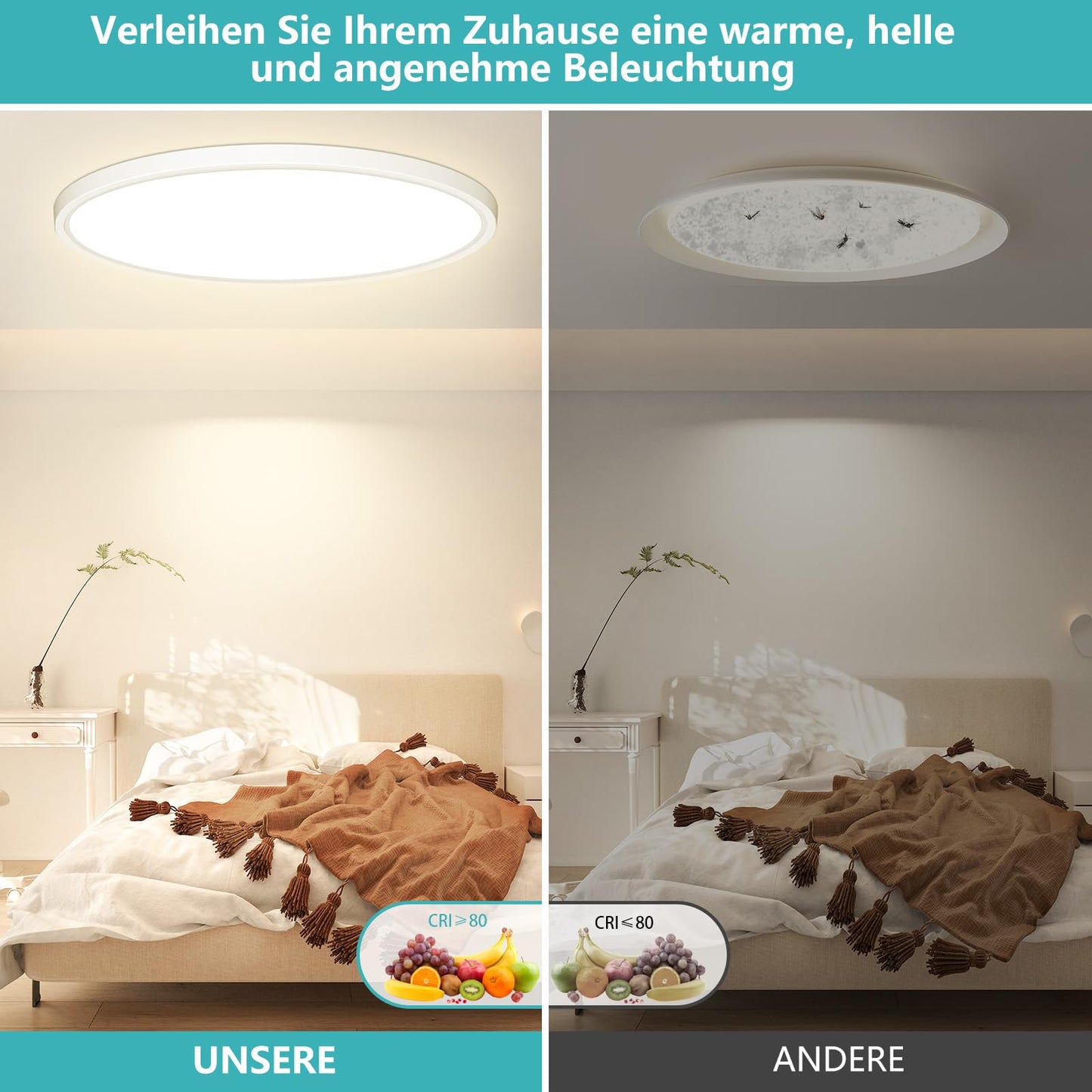 Ceiling light LED ceiling light Flat Round - Ø40CM 36W 3600LM 4000K Neutral white LED ceiling light living room Ultra slim 2.4CM LED lamp ceiling for kitchen bedroom bathroom children's room corridor Modern IP44