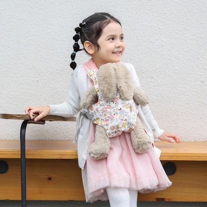GAGAKU doll carrier for kids, adjustable straps, pink (peach blossom) - doll accessory for carrying dolls on belly.