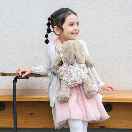 GAGAKU doll carrier for kids, adjustable straps, pink (peach blossom) - doll accessory for carrying dolls on belly.