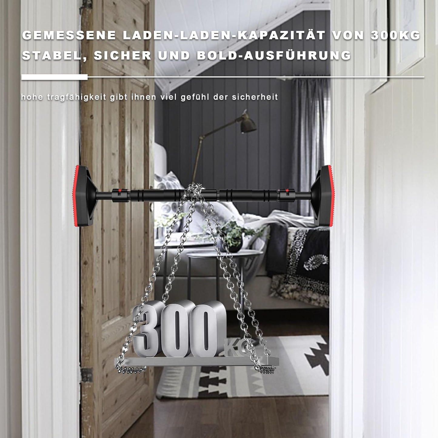 Bzavor pull-up bar for door frame 70-100cm set up quickly without screws no slipping pull-up bar with capacity for up to 300kg fitness equipment for home