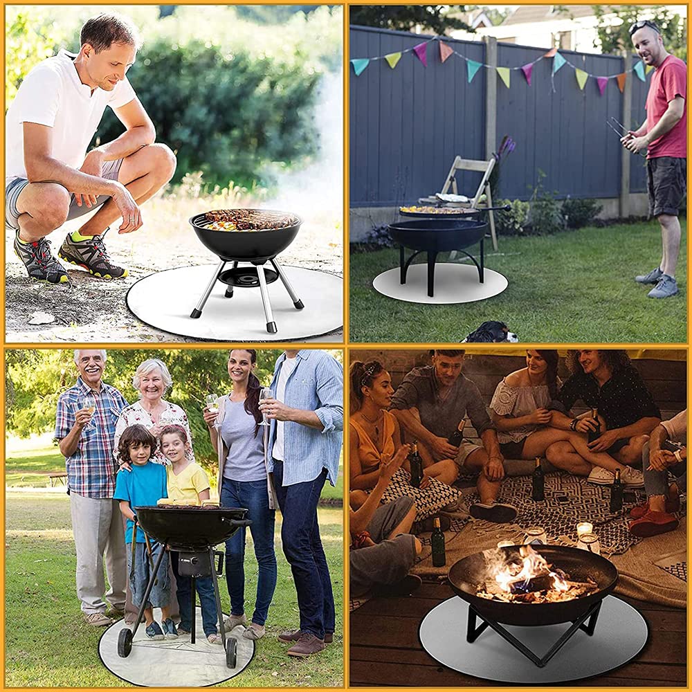 60 cm round fire pit mat, fire pit mat, grill fireproof base, fireproof base, fire bowl mat, for grill, lawn, garden, ground, backyard