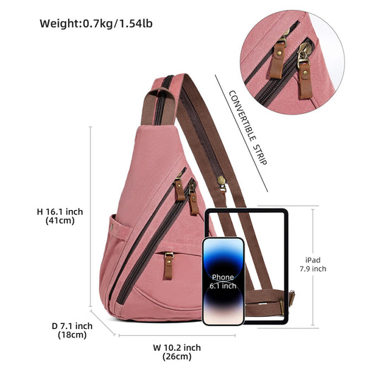 KL928 Canvas Sling Bag Backpack for men and women - Shoulder backpack crossbody bag with adjustable shoulder strap perfect for outdoor sports, hiking, cycling, mountain climbing, traveling.