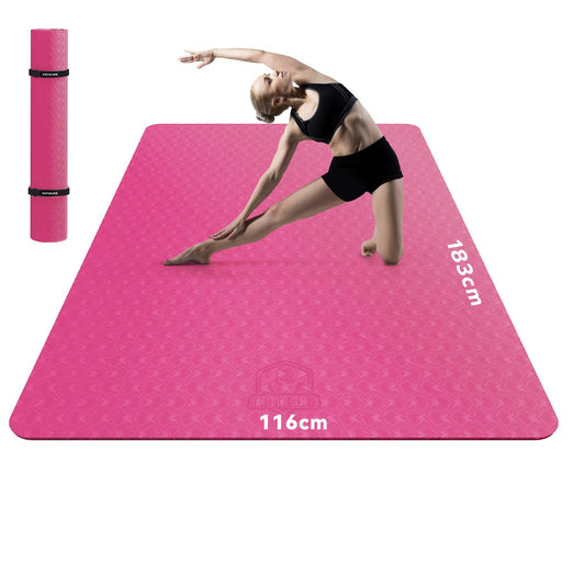 HAPBEAR Yoga Mat XXL - Extra Large Wide Yoga Mat, TPE Exercise Mat Fitness Mat Non-Slip 183cm x 122cm x 6mm Thick, Ultra Durable, Pilates Mat for Gym, Home, Workout - Pink