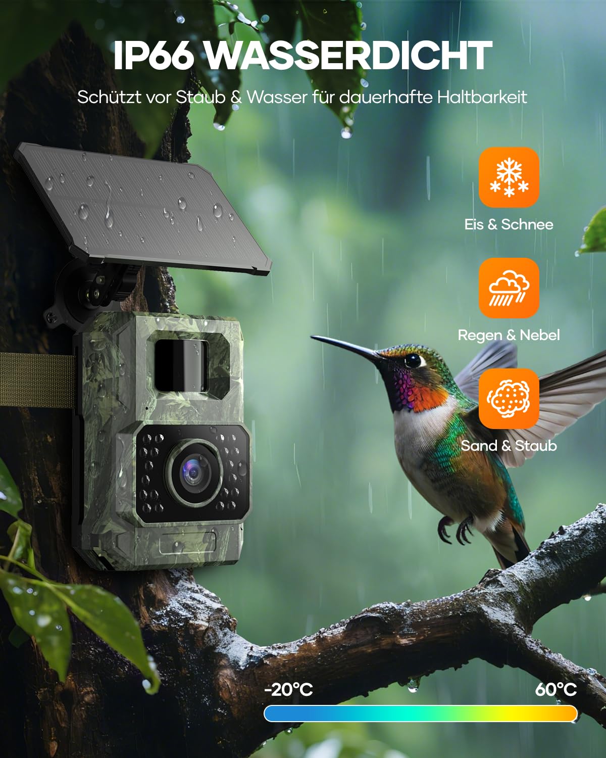 Assark trail camera with phone transmission app, 48MP 30fps WIFI solar trail camera with motion sensor night vision, rechargeable 2000mAh lithium battery, 0.2s trigger, IP66 waterproof.
