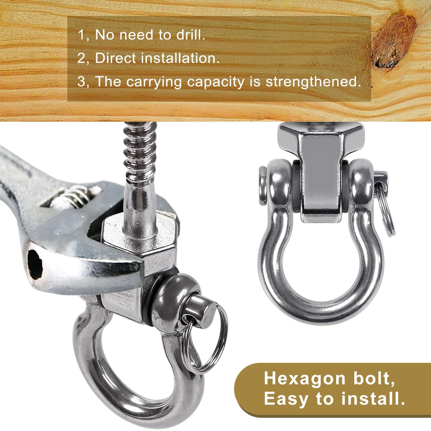 SELEWARE Heavy Duty Swing Hangers with Ball Bearings, Stainless Steel Swing Hardware for Patio and Playground, Quiet Rotating Hooks - Sturdy Swing Hardware, 1500 lbs Capacity, 2 Pieces