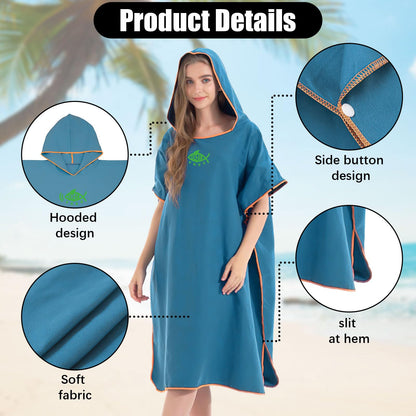 QKTYB Surf Poncho for Men and Women, Changing Robe Beach Adults Microfiber Lightweight and Quick Drying Towel Poncho Changing Poncho for Swimming Beach