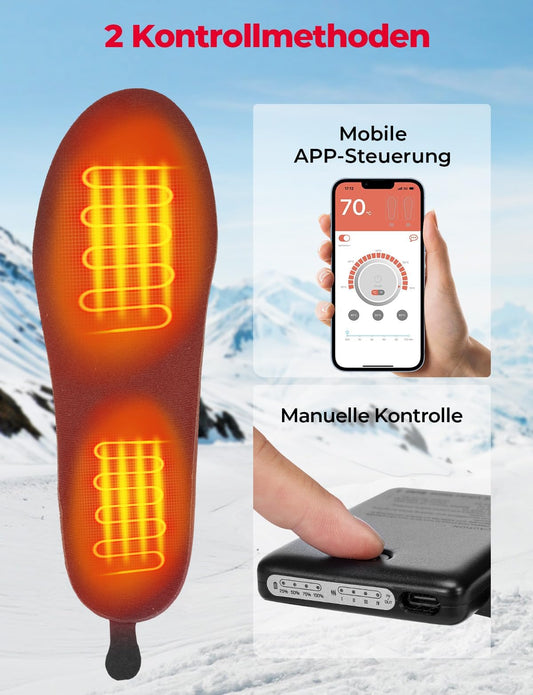 KEMIMOTO Heated Insoles with APP Control, 5V 5000mAh Heated Insoles with Battery, Remote Control, Rechargeable Thermal Insoles Men Women, for Skiing, Hunting, Hiking, Camping, Outdoor