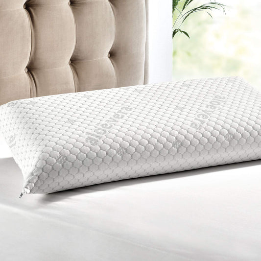 Pikolin Home - Viscoelastic pillow with Aloe Vera treatment and medium firmness, with silver threads and double cover that provides relaxation and comfort.