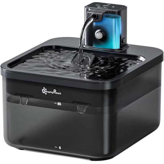 DownyPaws Cat Fountain Wireless, Battery Operated Drinking Fountain for Cats with Motion Sensor, 2.5L Cat Water Fountain Quiet No Power, Automatic Cat Water Dispenser, Black