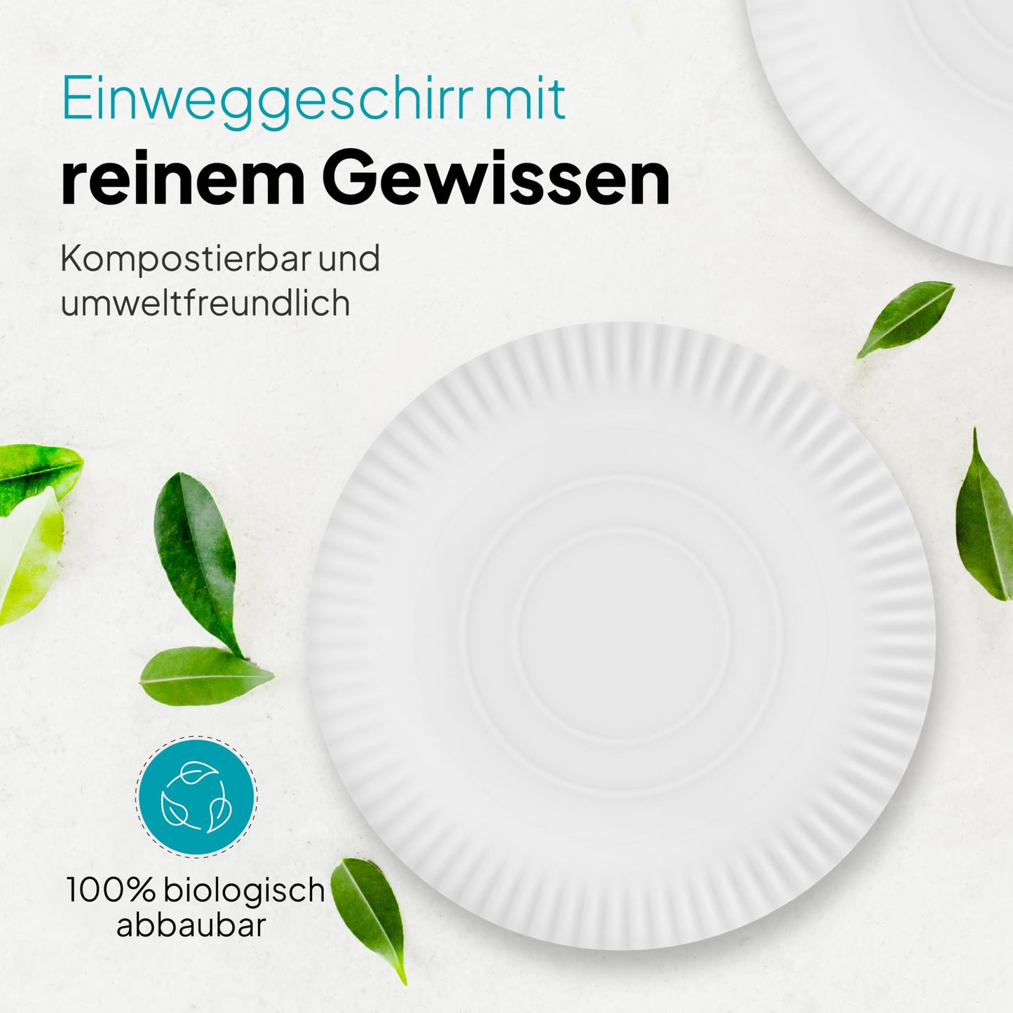 Commerline 200 Pack Round Paper Plates Ø28 cm | High-quality Disposable Plates for Cakes, Parties & Snacks | Disposable Tableware & Single-use Plates for Food, Birthdays & Catering