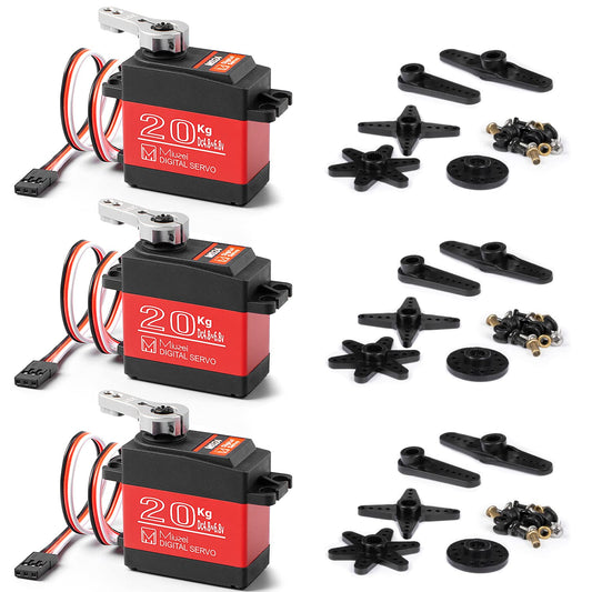 Miuzei steering servo RC digital servo 20KG 270° waterproof steering with metal gears for 1/10 1/8 scale models toys airplane robot arm wing car boat model building (3 pieces)