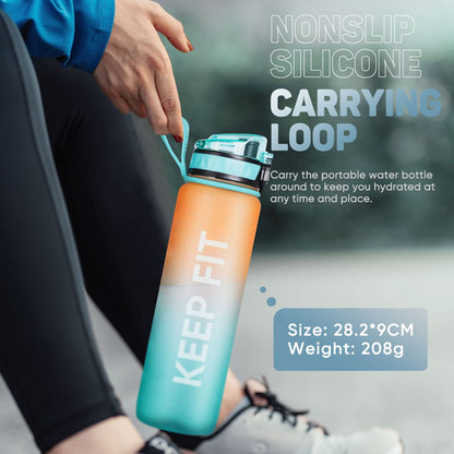 FULDENT 1L sports water bottle, BPA free, with non-slip rubber grip - suitable for biking, outdoor activities, school, gym.