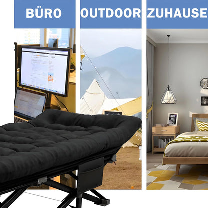 Newfulam folding cot with XXL mattress, 400KG max load, foldable guest bed with mattress, side pocket, carrying bags, portable folding bed for camping, outdoor, office, garden, home nap.