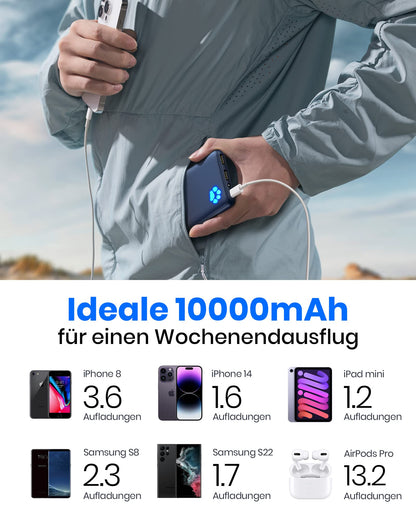INIU Power Bank, the slimmest & lightest USB C 10000 mAh External Battery, THREE 3A Outputs Portable Charger with Flashlight for iPhone 16 15 14 13 12 Samsung Galaxy and more