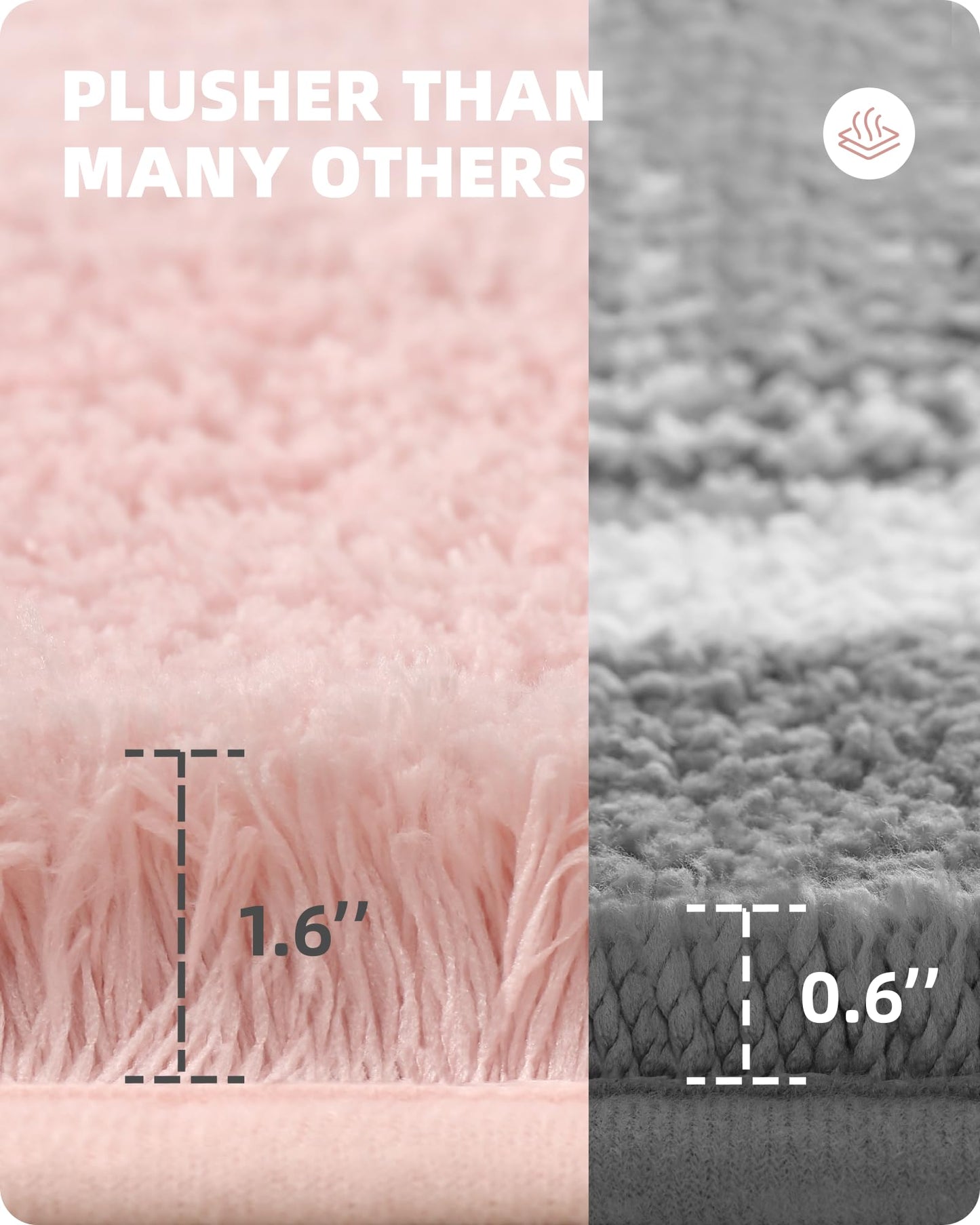 Color G Bathroom Carpet 60 x 90cm, non-slip bath mat, non-slip washable bath rug, absorbent fluffy bath mat, bath mats rugs for bathroom bathtub (Pink)