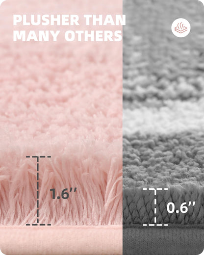 Color G Bathroom Carpet 60 x 90cm, non-slip bath mat, non-slip washable bath rug, absorbent fluffy bath mat, bath mats rugs for bathroom bathtub (Pink)