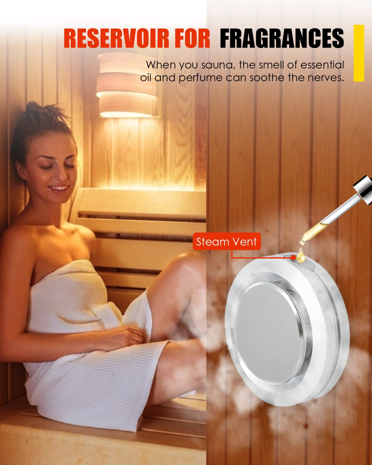 CGOLDENWALL 3 KW Household Sauna Steam Generator 220 V, perfect for sauna/shower/bathroom/spa, with automatic drainage, LED digital controller 35-55℃, for 1.5-3 m3 room heating.