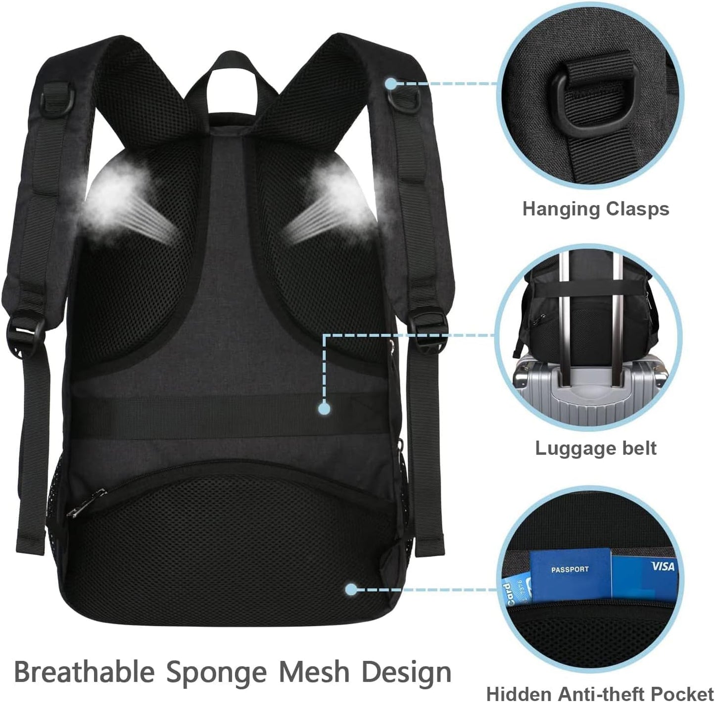 MATEIN backpack for men, large laptop backpack 17.3 inch school bag with USB charging port anti-theft business work travel backpack teenager notebook college tech women, black