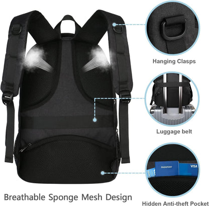 MATEIN backpack for men, large laptop backpack 17.3 inch school bag with USB charging port anti-theft business work travel backpack teenager notebook college tech women, black