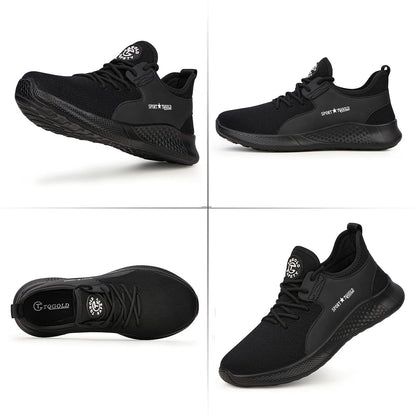 AONETIGER safety shoes for men and women. Lightweight work shoes with steel toe. Breathable, anti-slip sports protective shoes. Sneakers in size 40, black.