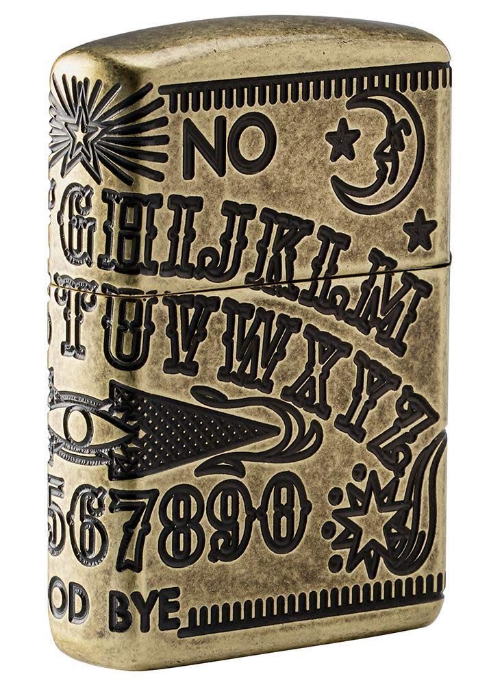 ZIPPO - Ouija Board - Armor® Antique Brass - Refillable storm lighter, comes in a high-quality gift box.