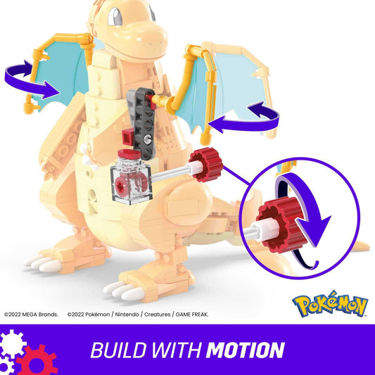 MEGA Pokémon Dragonite - 388-piece building set to construct and activate the wings with a crank, for kids ages 8 and up, HKT25