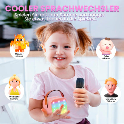Karaoke machine with 2 karaoke microphones gift girls: [Premium version] Mini karaoke machine for kids with microphone children's day gift toy 3-12 years - birthday gift music speaker