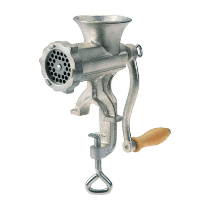 Westmark meat grinder size 8, with 4.5 mm hole size plate, including screw clamp for table mounting, Tinned steel cast, Silver, 97522260