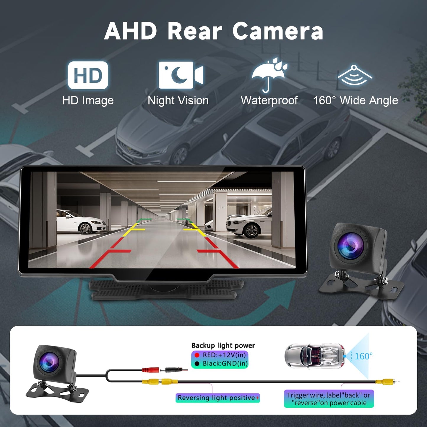 Hodozzy Car Radio Portable CarPlay Wireless Android Auto with Dashcam Front 9.3 Inch Touchscreen Display CarPlay Screen Car Bluetooth Digital Media Receiver Navigation Video Recording Rear View Camera