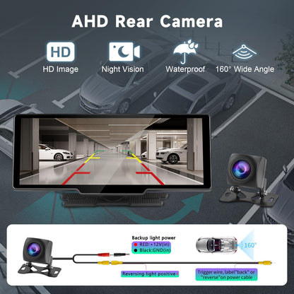 Hodozzy Car Radio Portable CarPlay Wireless Android Auto with Dashcam Front 9.3 Inch Touchscreen Display CarPlay Screen Car Bluetooth Digital Media Receiver Navigation Video Recording Rear View Camera