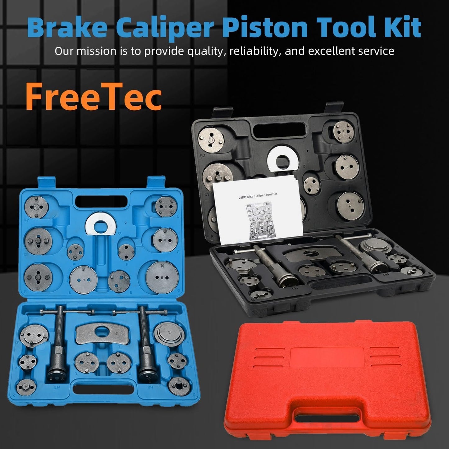 FreeTec 24 piece Universal Brake Caliper Piston Reset Tool Set Brake Caliper Piston Wind Back Tool Kit Brake Repair Tool Brake Pistons