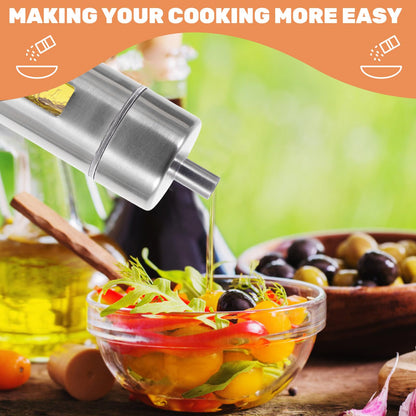 YARNOW Oil and Vinegar Salt Pepper Caddy Bottle Set Stainless Steel Spice Dispenser Salt Pepper Shaker Vinegar Bottle Caddy Removable with Base Stand for Kitchen Countertop
