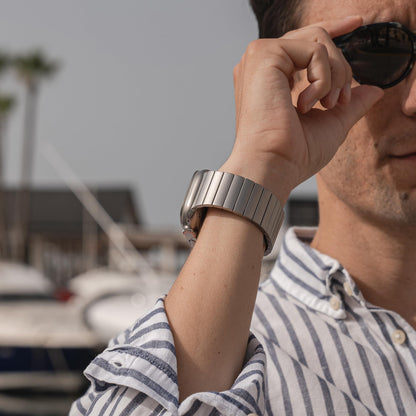 Arctic Phantom Titanium Bracelet compatible with Apple Watch Series 1, 2 49mm, Grade 2 titanium link bracelet [Sandblasted with DLC coating], [Butterfly clasp], [Ultra-lightweight] (Natural)