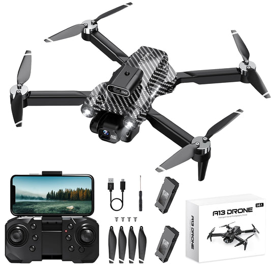 Drone with 4K camera, brushless motor, 360° flip, Headless Mode, WiFi, 5G image transmission, foldable, one-touch start/stop with 2 x 20-minute batteries, carrying case, children's toy gift drone.