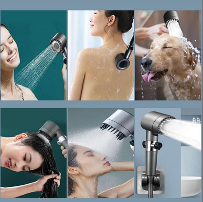 ButterFox shower head with filter, high pressure handheld shower head with hose, 4 spray modes water-saving shower head with 15-layer filtration, adjustable shower head for adults, children, pets.