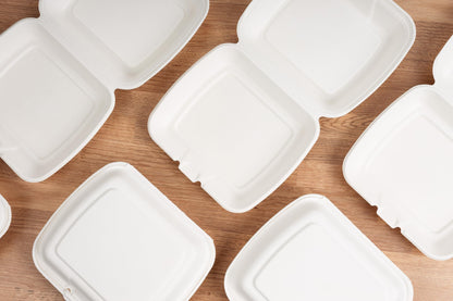 Love Nature Biodegradable Menu Box 1 Compartment 50 Pieces - Sugarcane Disposable Tableware - Disposable Menu Box - Takeaway Packaging - To-Go Food Packaging