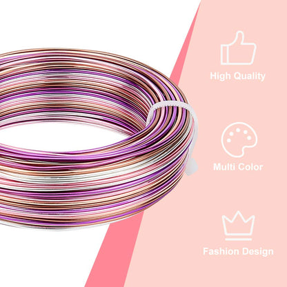 BENECREAT Multicolor Jewelry Craft Aluminum Wire (15 Gauge/1.5mm, 136 ft/41m) Bendable metal wire with storage box for jewelry beads craft project - Silver, Pink, Brown, Purple, Siena.