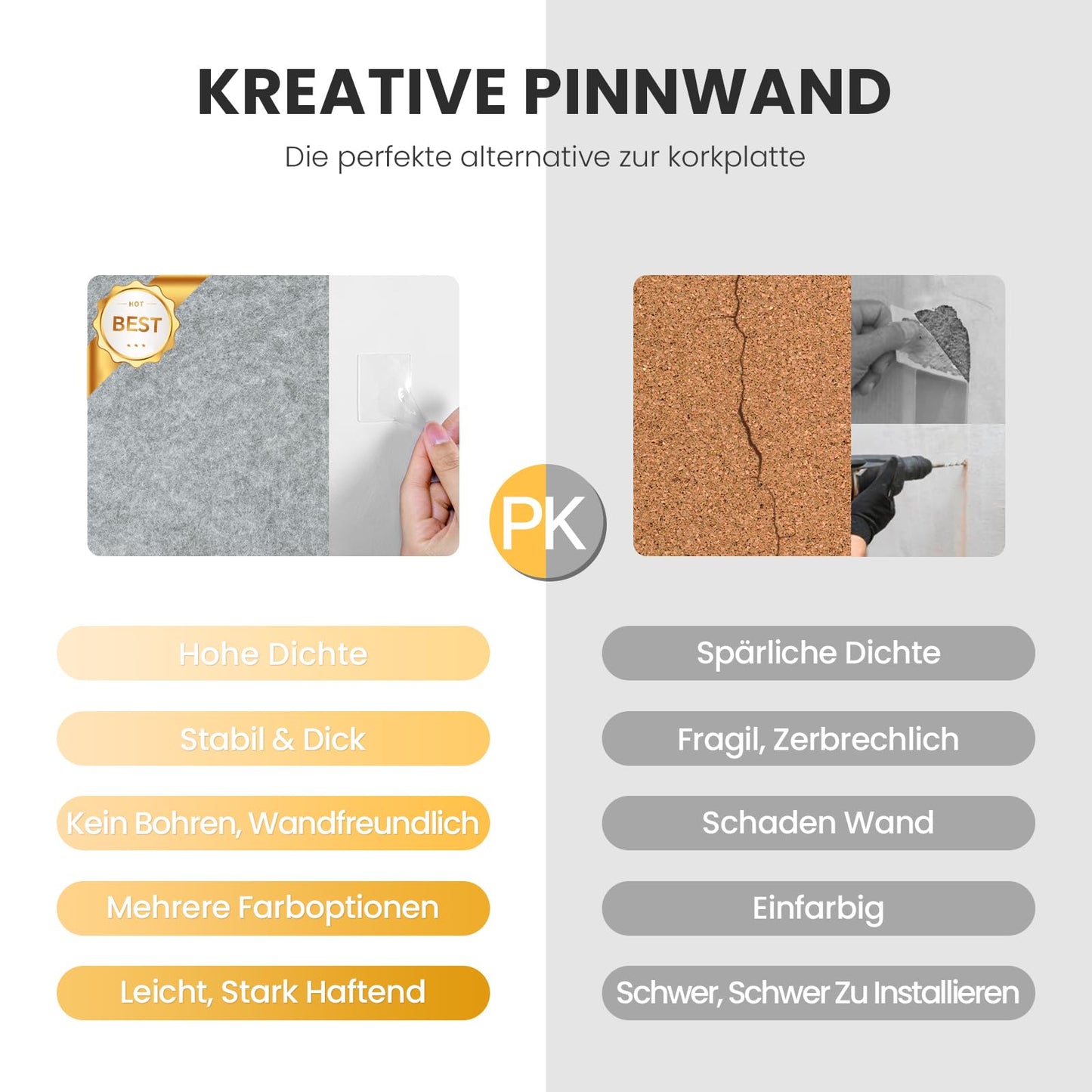 Large cork bulletin board for wall 120x90cm, 12 pack of felt wall tiles with 60 push pins, 50 secure removable adhesive tabs, decorative pin board for office, school, and leisure.