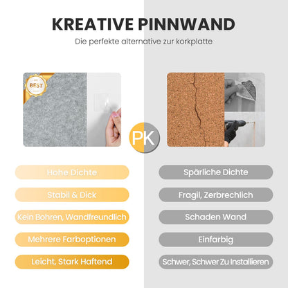 Large cork bulletin board for wall 120x90cm, 12 pack of felt wall tiles with 60 push pins, 50 secure removable adhesive tabs, decorative pin board for office, school, and leisure.