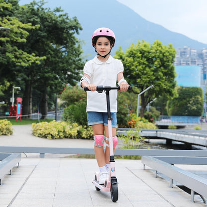 Caroma E-Scooter for kids aged 8-12, 150W motor, 16 km/h, kids' electric scooter, adjustable speed & height, colorful lights, LED display, foldable electric scooter for kids.