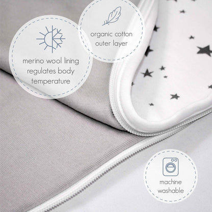 Woolino 4 Season Baby Sleeping Bag - Ultimate sleeping bag made from Merino wool - Two-way zipper adjustable Universal Size (2-24 months), Earth